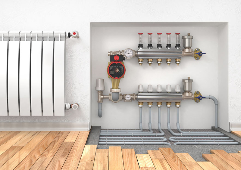 Where is the best place to install the floor heating manifold