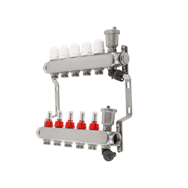 Stainless steel water distribution flow meter manifold for floor heating Systems