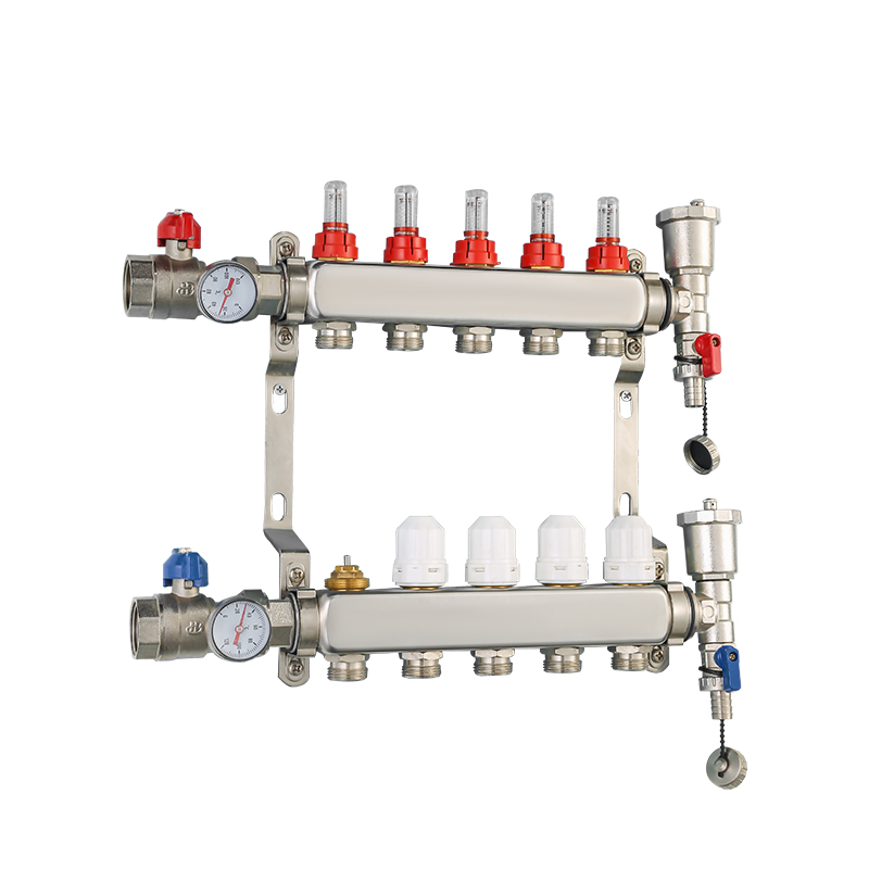 Stainless Steel 304 Floor Heating Manifold with Flow Meter