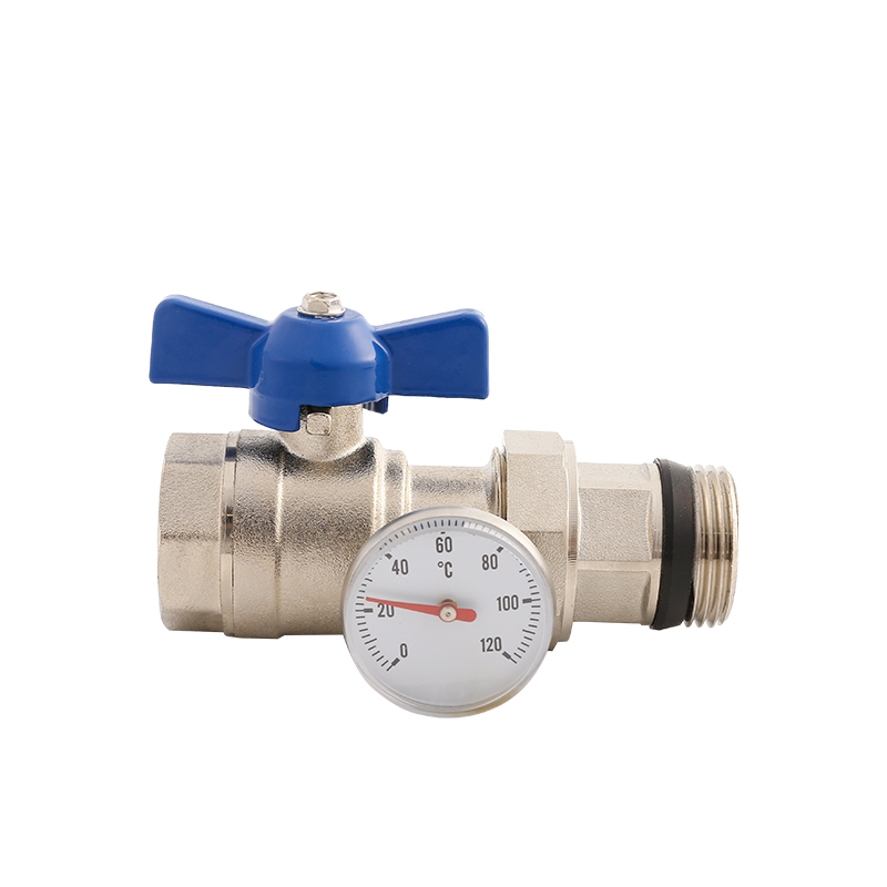 Brass Shut off Strainer Ball Valve with thermometer