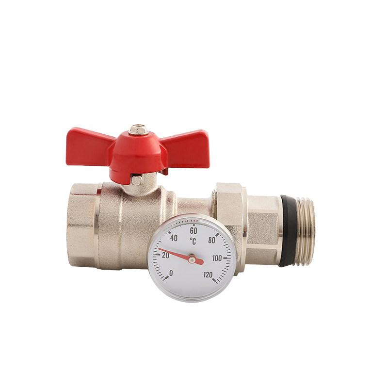 Brass Shut off Strainer Ball Valve with thermometer