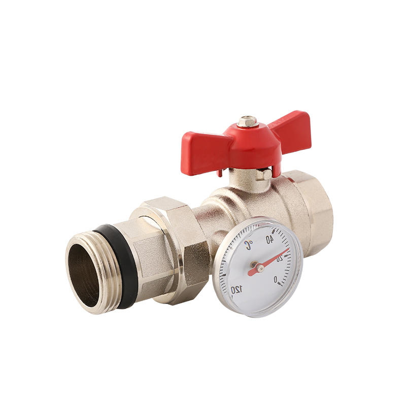 Brass Shut off Strainer Ball Valve with thermometer